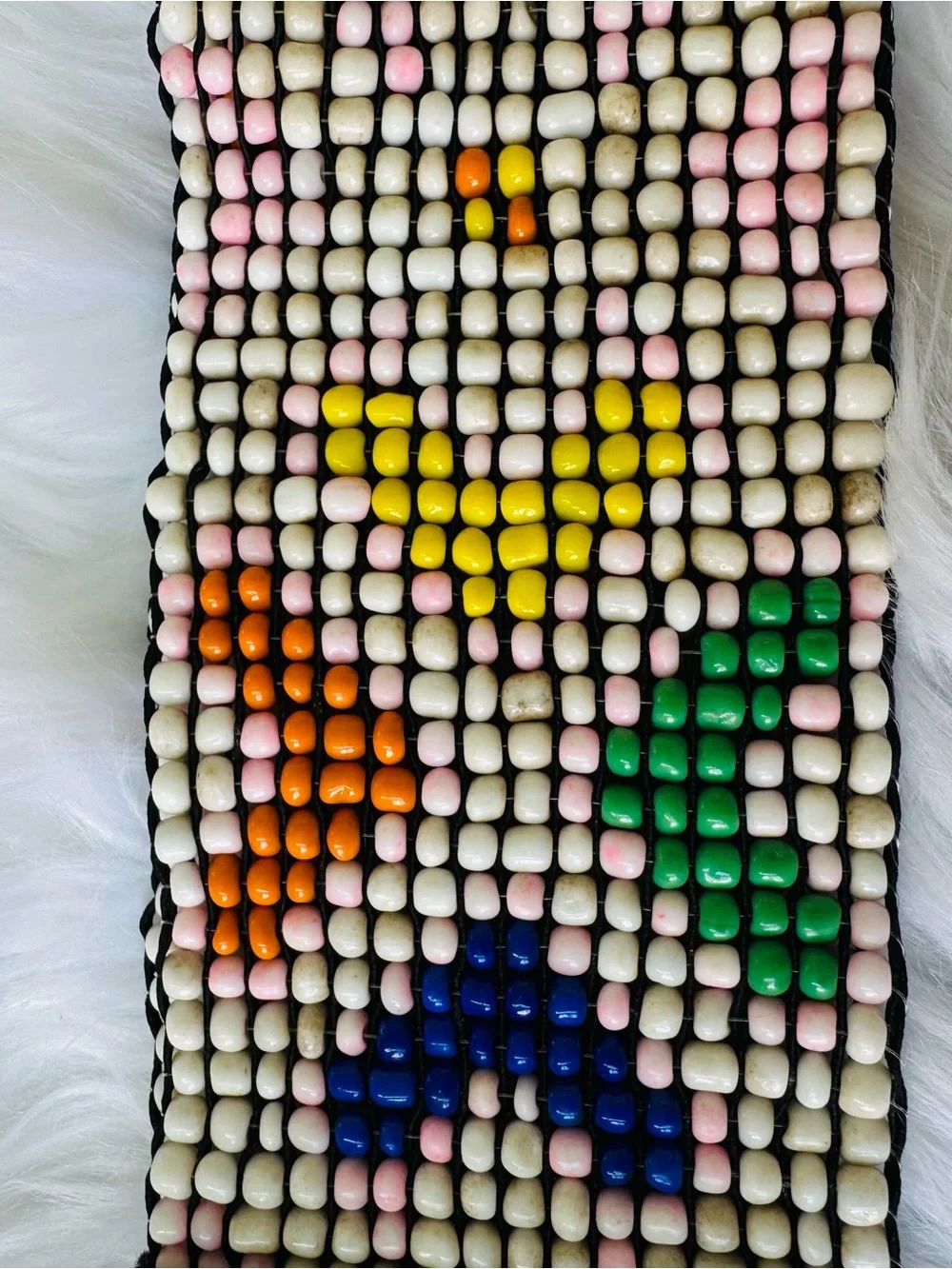 Handcrafted Reversible Multicolor Seed-Bead Waist Belt with Wooden Buckle